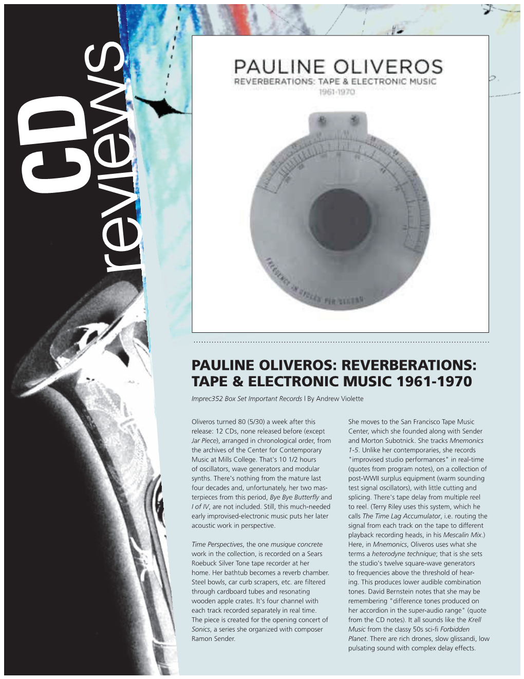 Pauline Oliveros: Reverberations: Tape & Electronic Music 1961-1970