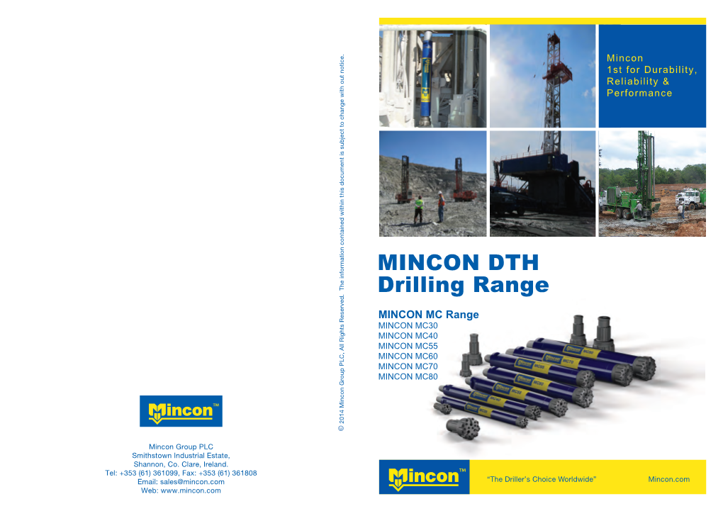 MINCON DTH Drilling Range