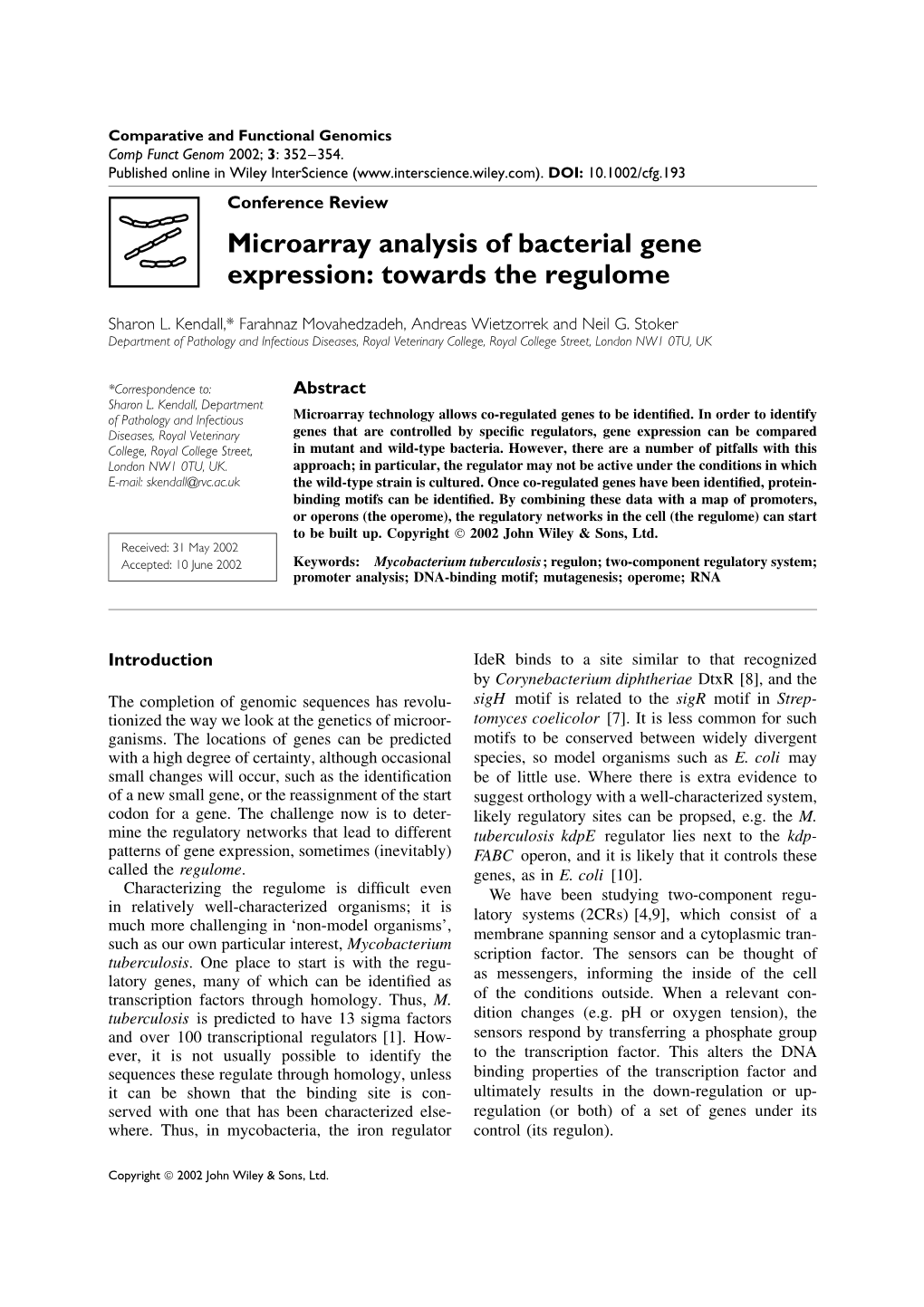 Microarray Analysis of Bacterial Gene Expression: Towards the Regulome