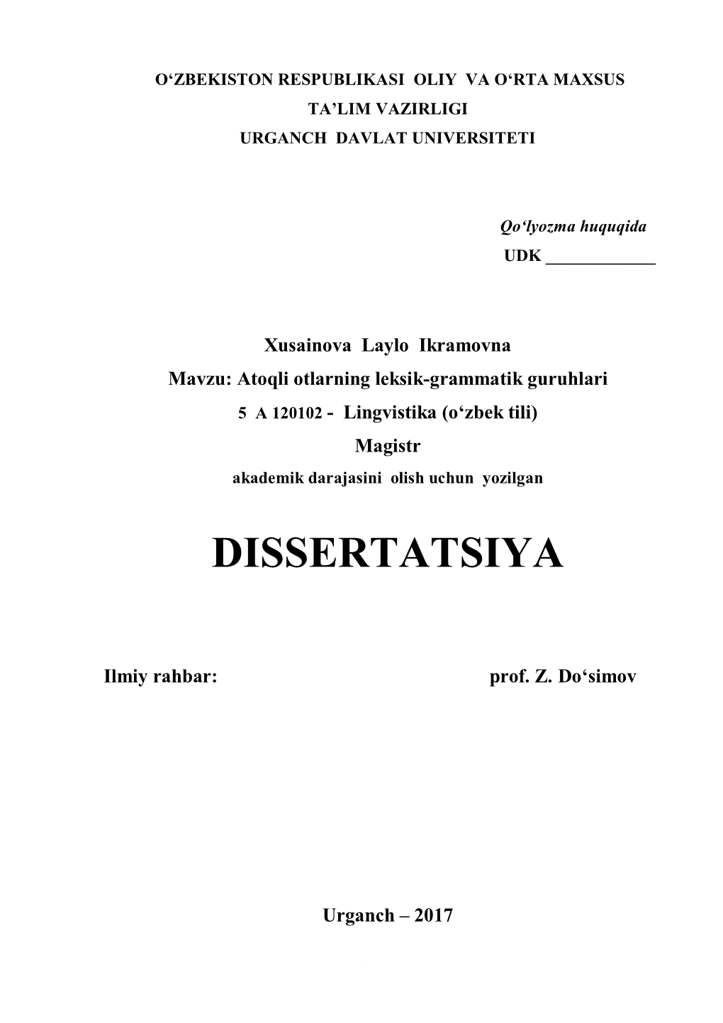 Dissertatsiya