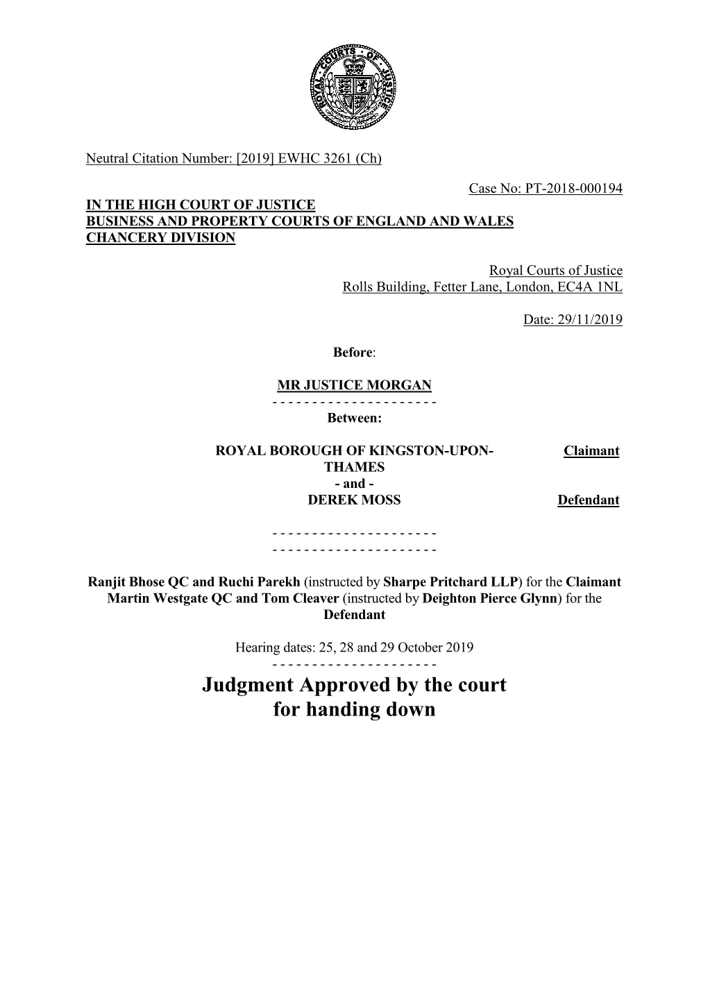 High Court Judgment Template