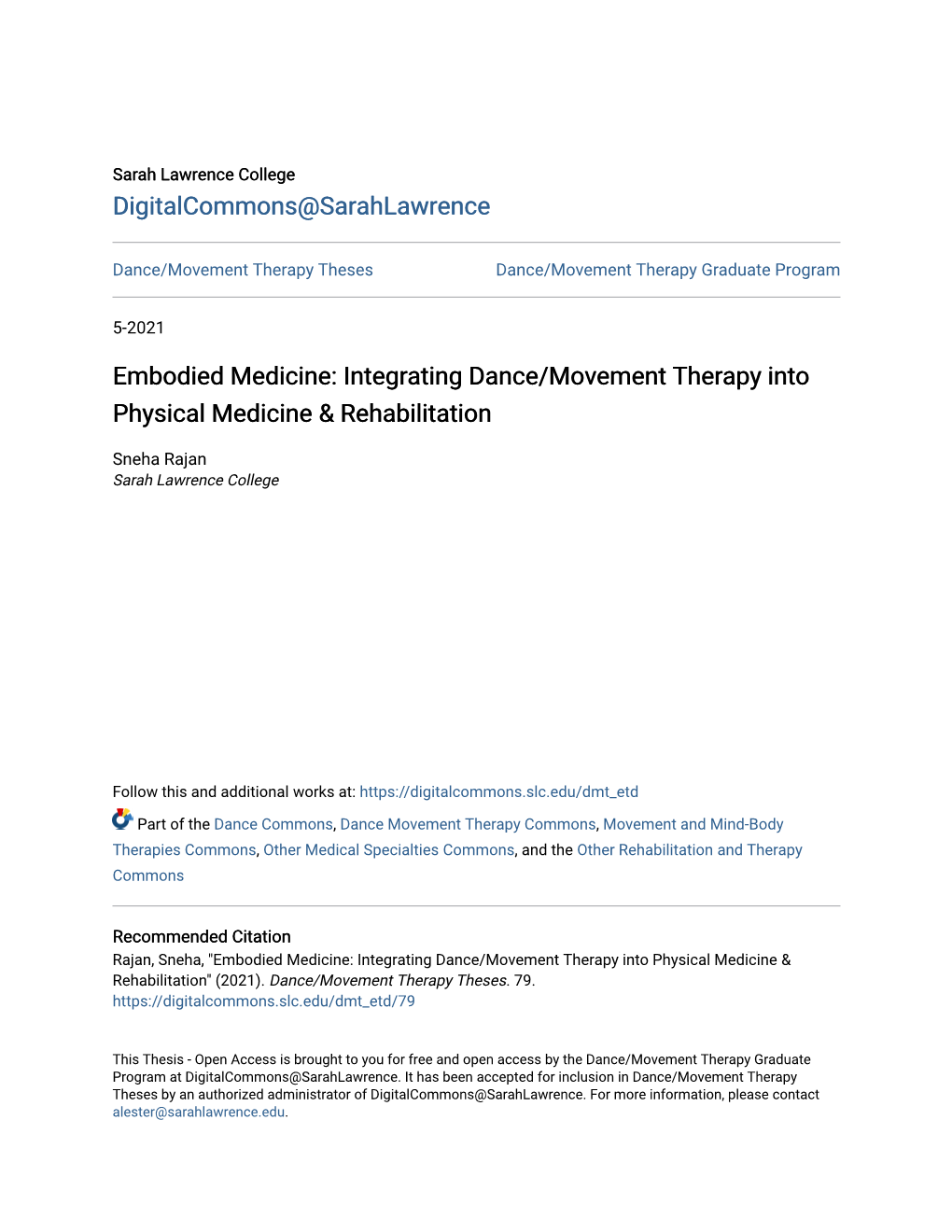 Integrating Dance/Movement Therapy Into Physical Medicine & Rehabilitation