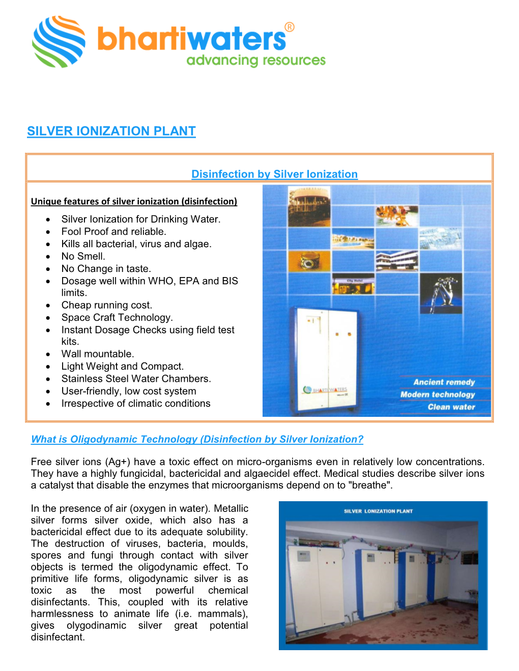 Silver Ionization Plant