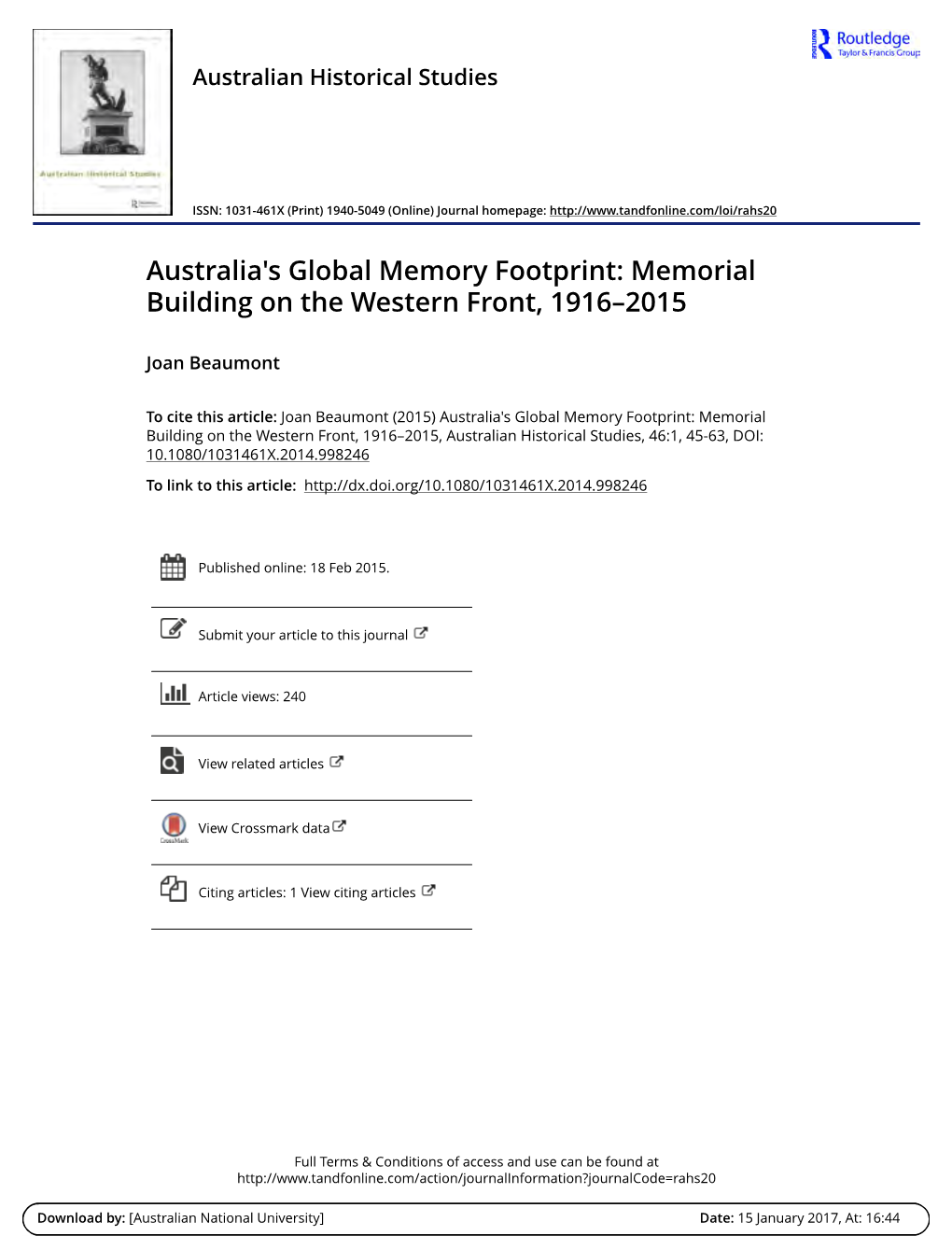 Memorial Building on the Western Front, 1916–2015