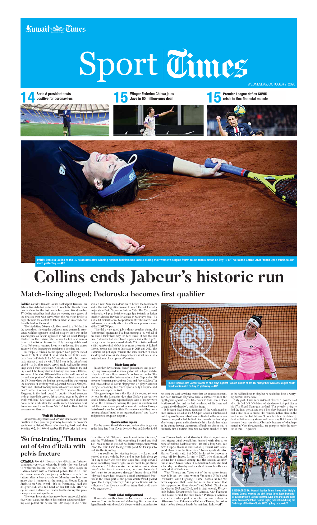 Collins Ends Jabeur's Historic