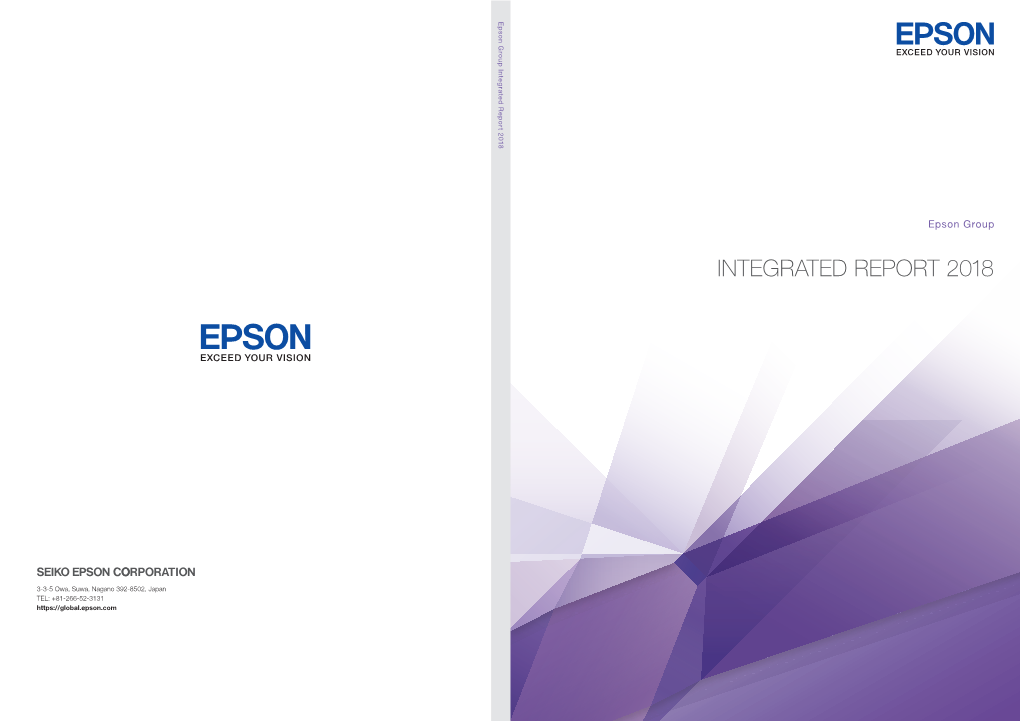 Integrated Report 2018 Report Integrated Group Epson