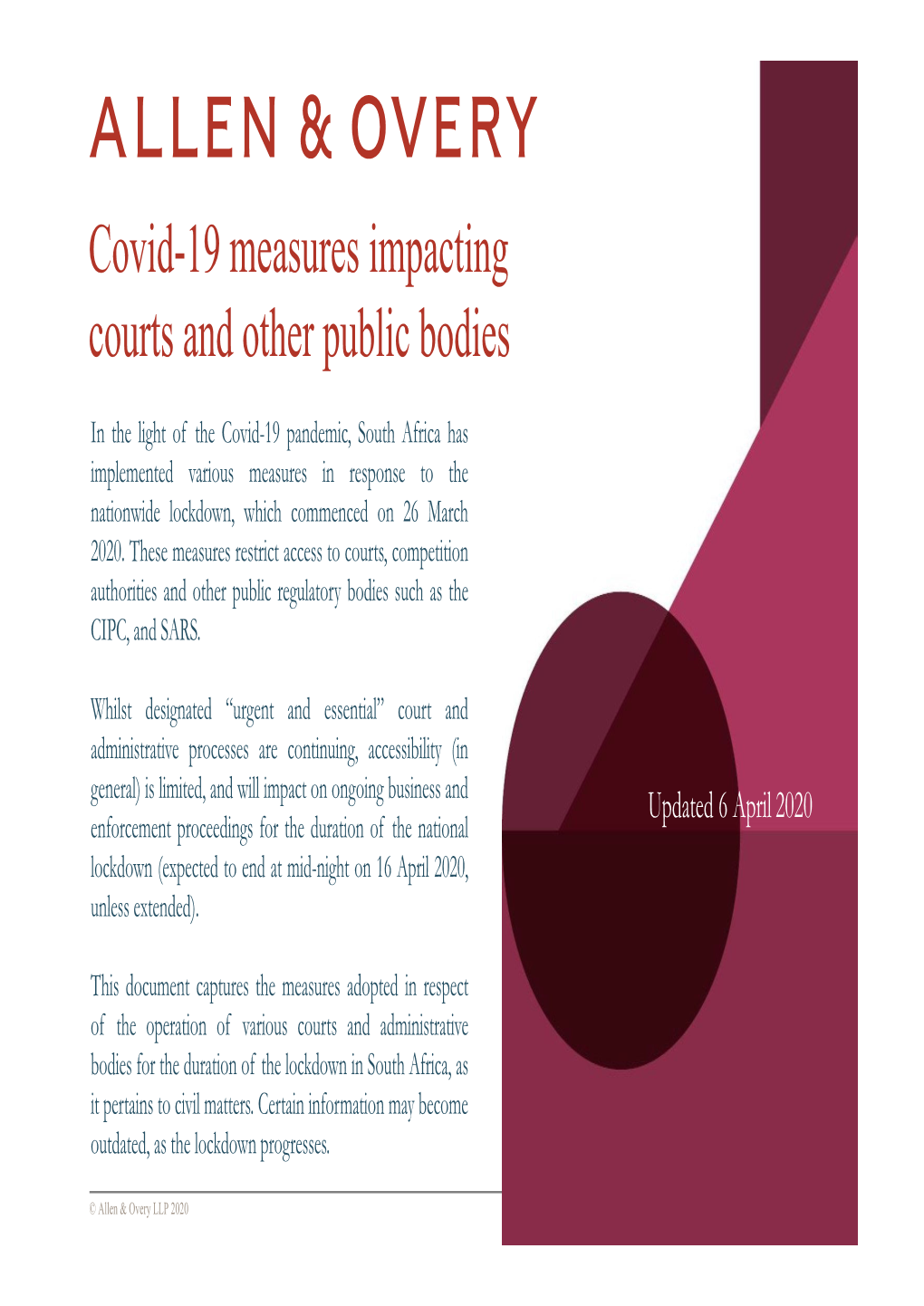 Covid-19 Measures Impacting Courts and Other Public Bodies