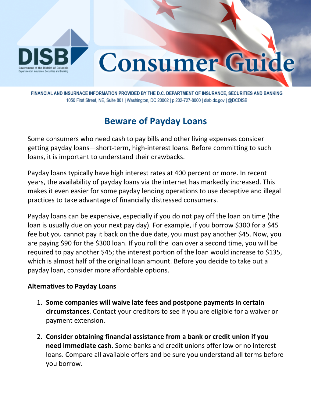Beware of Payday Loans