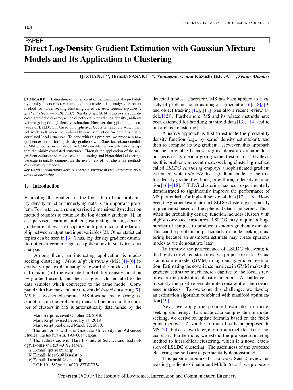 Direct Log-Density Gradient Estimation with Gaussian Mixture Models and Its Application to Clustering