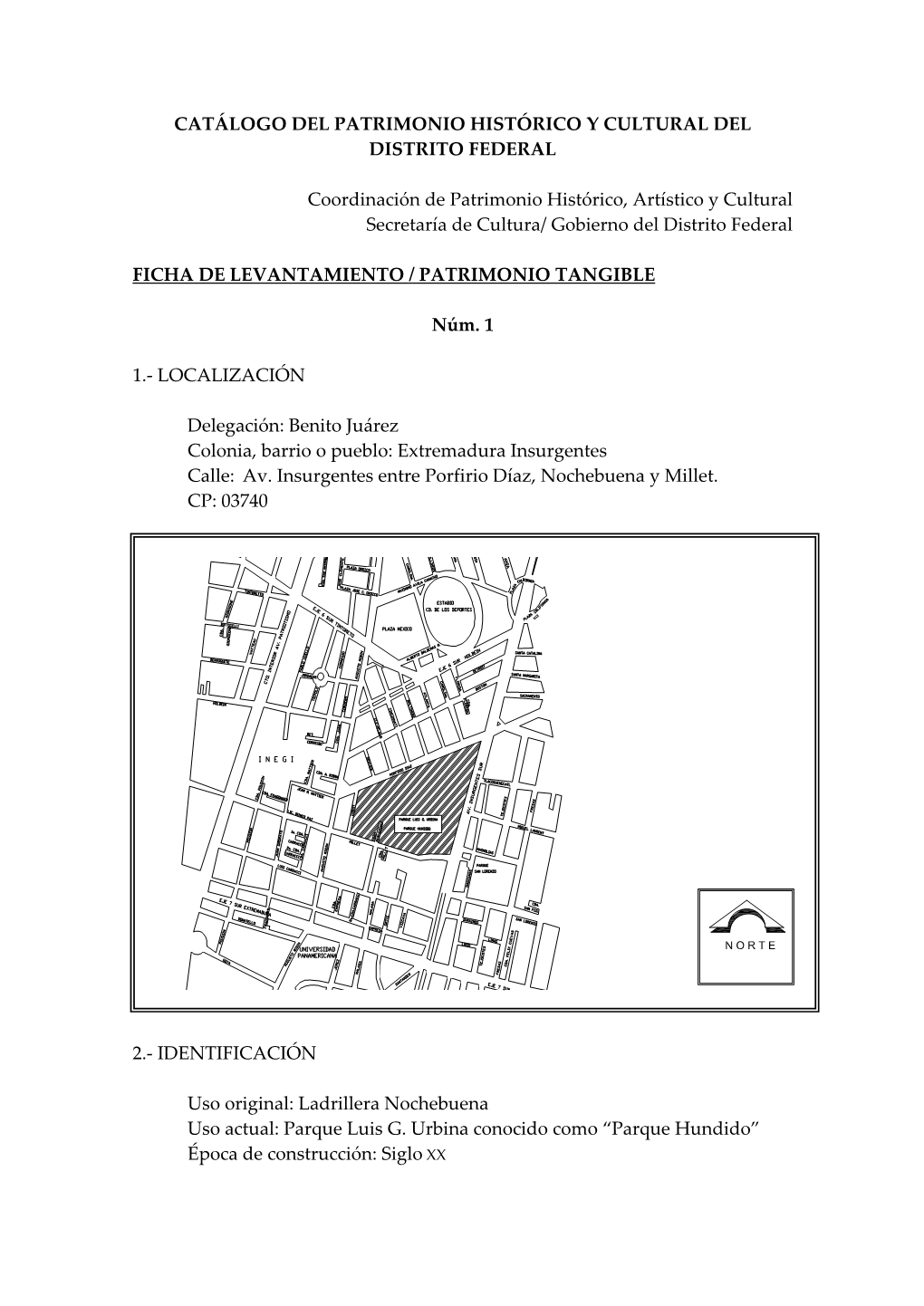 Catálogo Del Patrimonio Histórico Y Cultural Del Distrito Federal