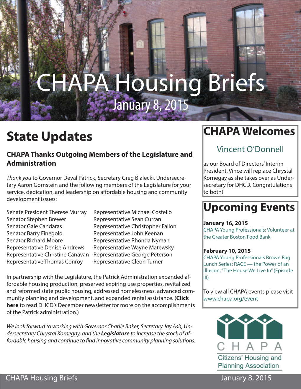 CHAPA Housing Briefs January 8, 2015