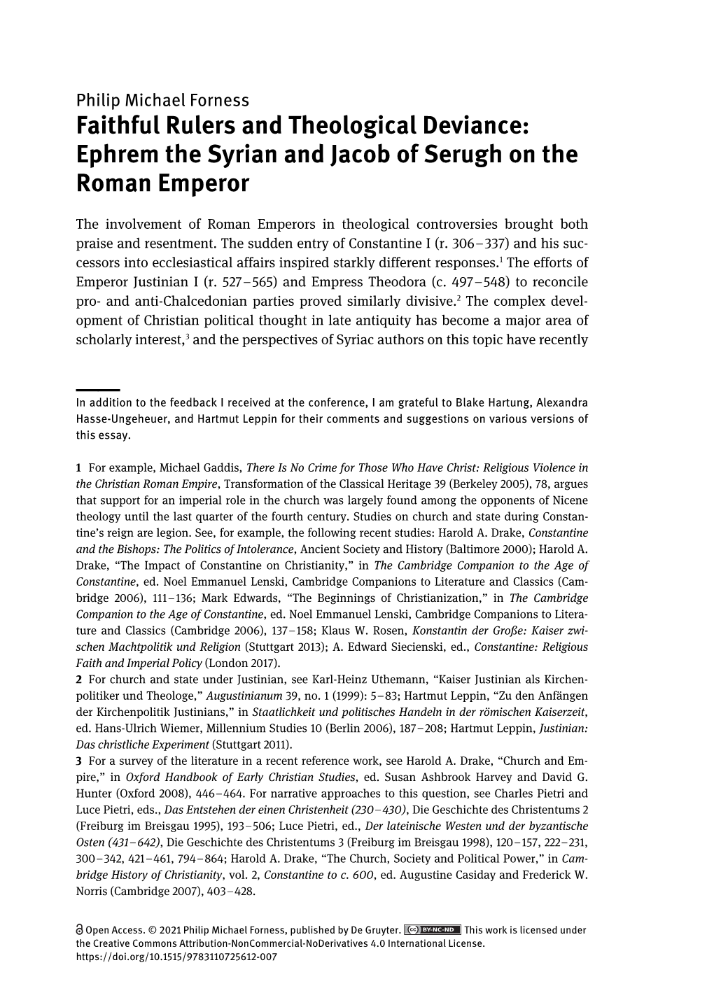 Ephrem the Syrian and Jacob of Serugh on the Roman Emperor