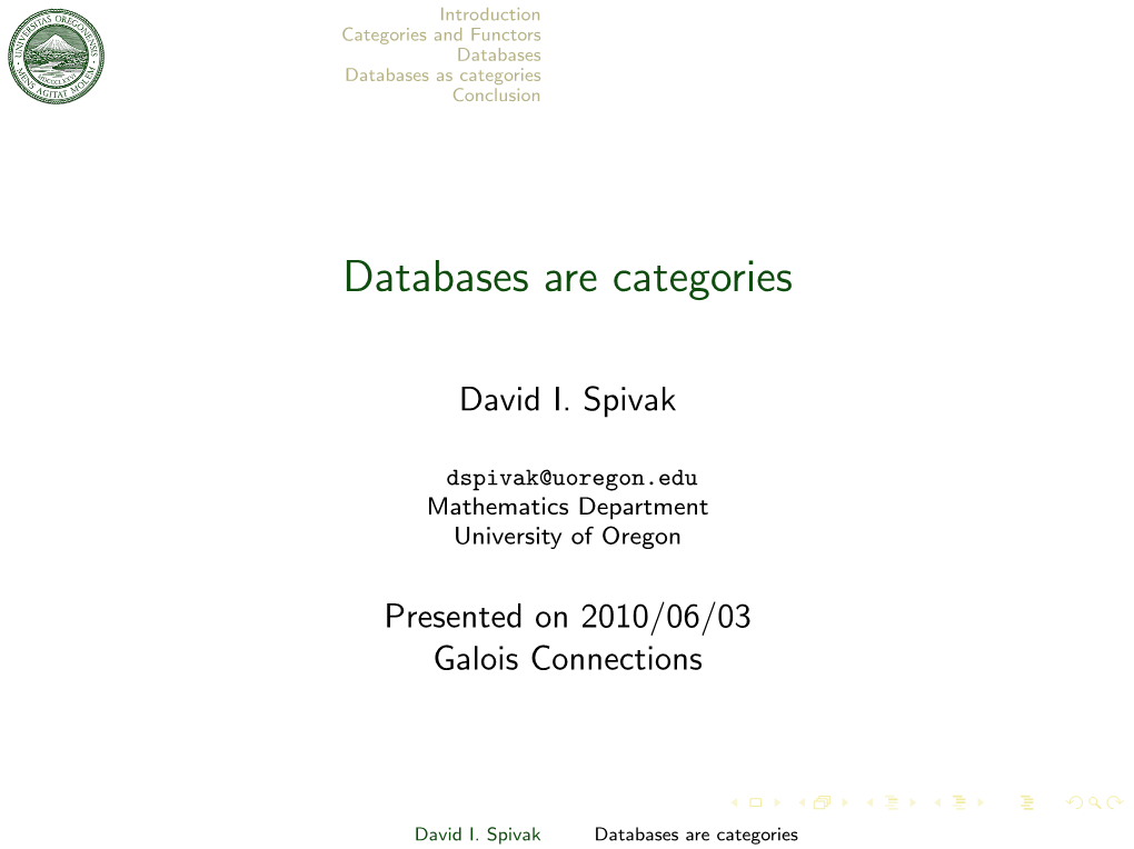 Databases Are Categories