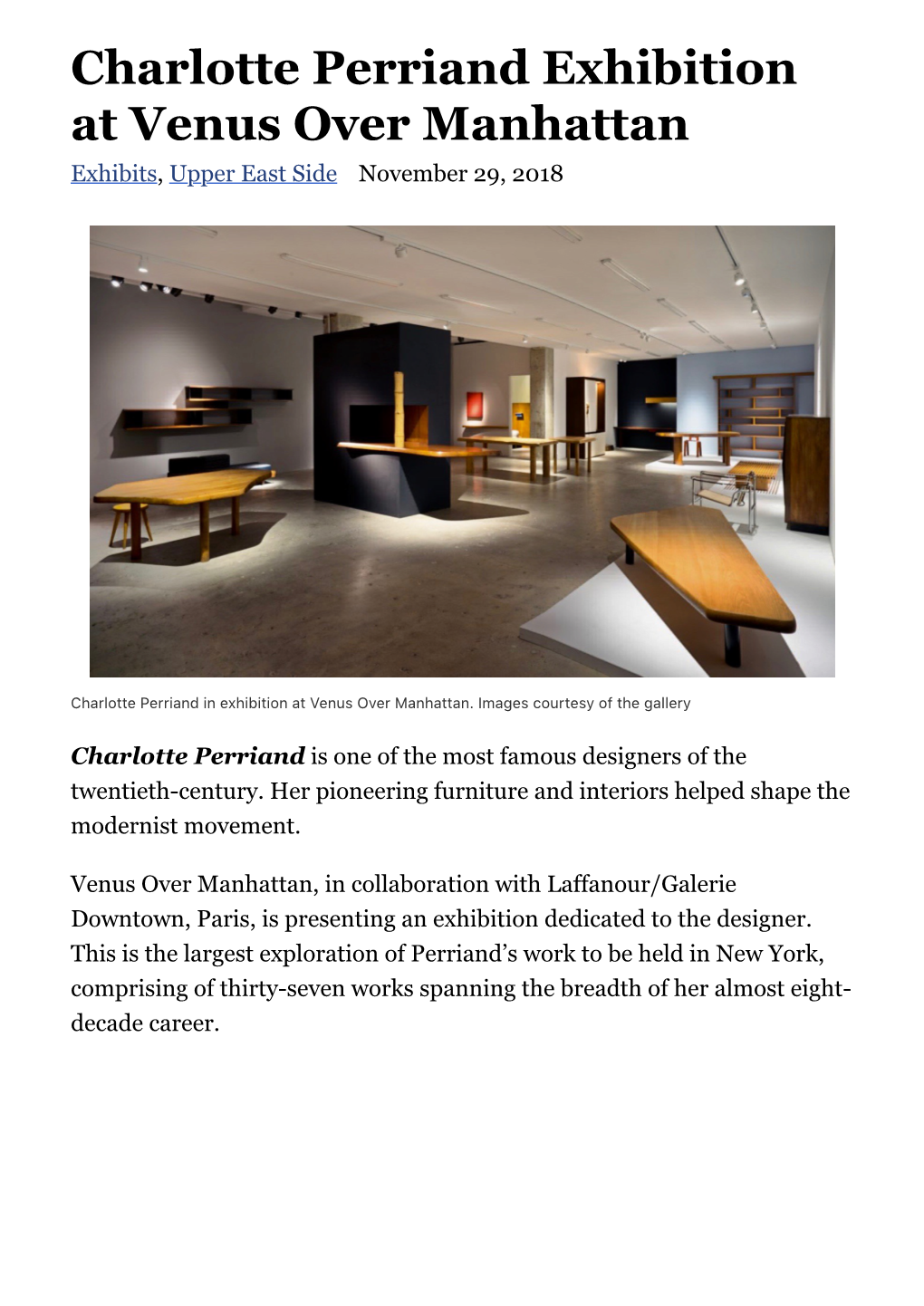 Charlotte Perriand Exhibition at Venus Over Manhattan – Gothamtogo