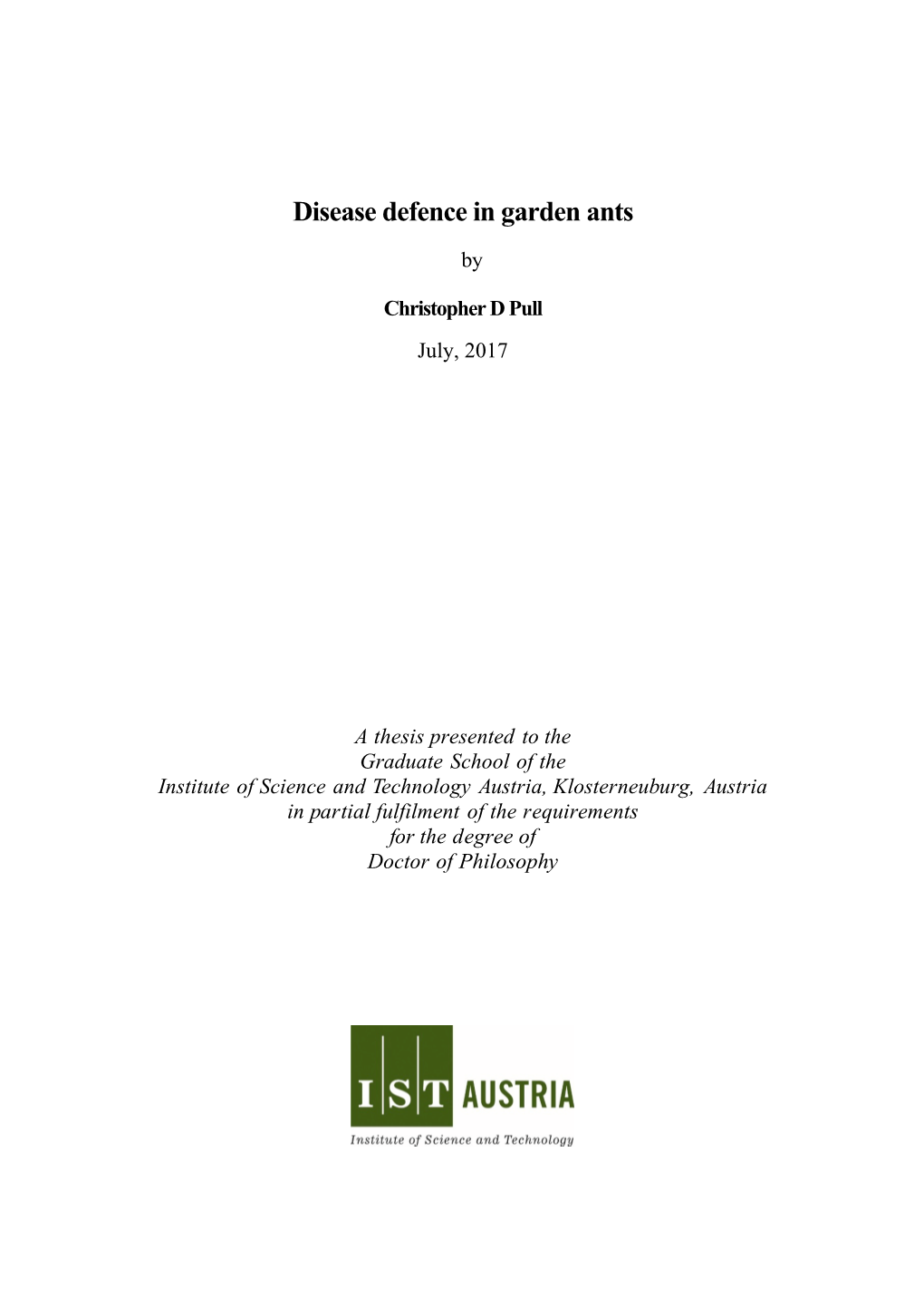 Disease Defence in Garden Ants