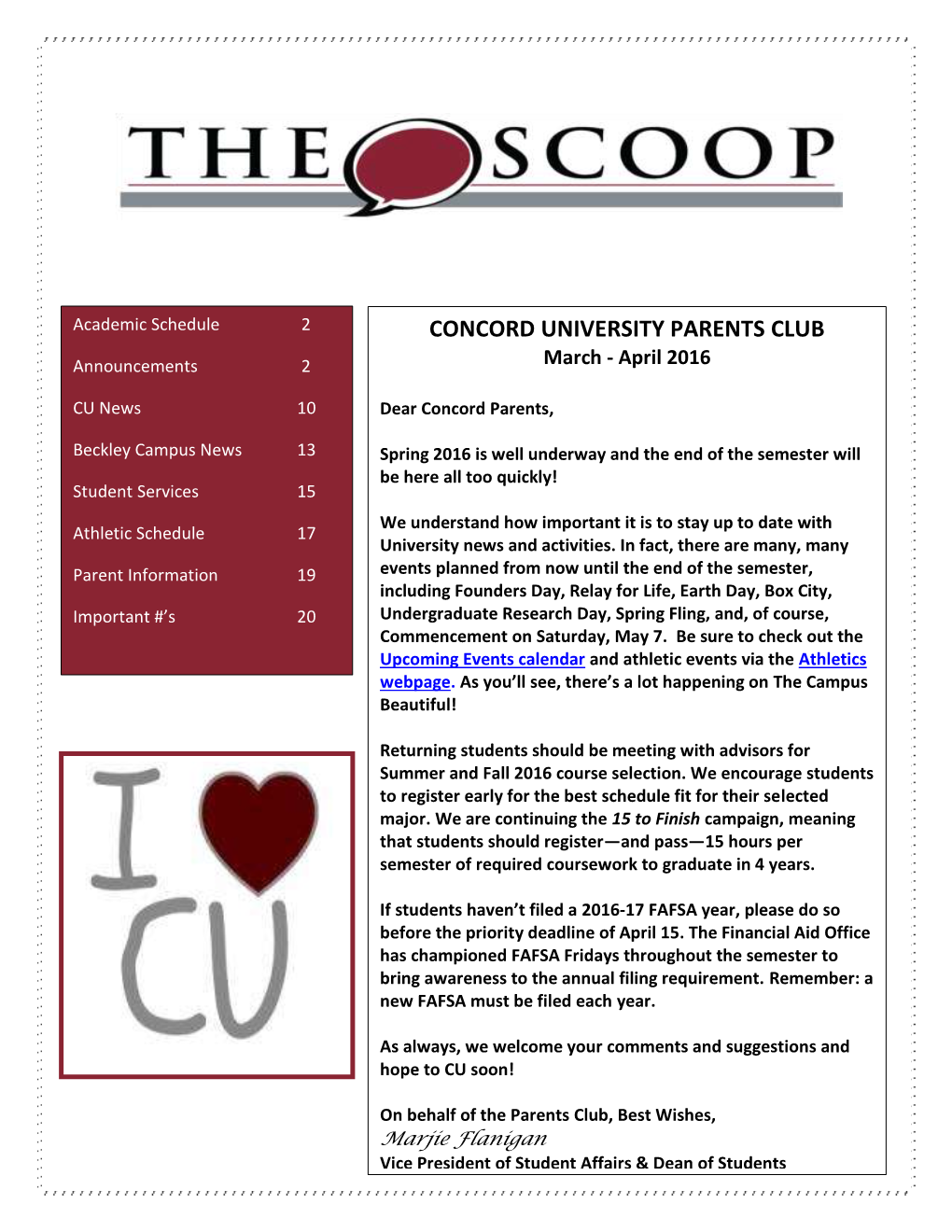 Concord University Parents Club October 2014