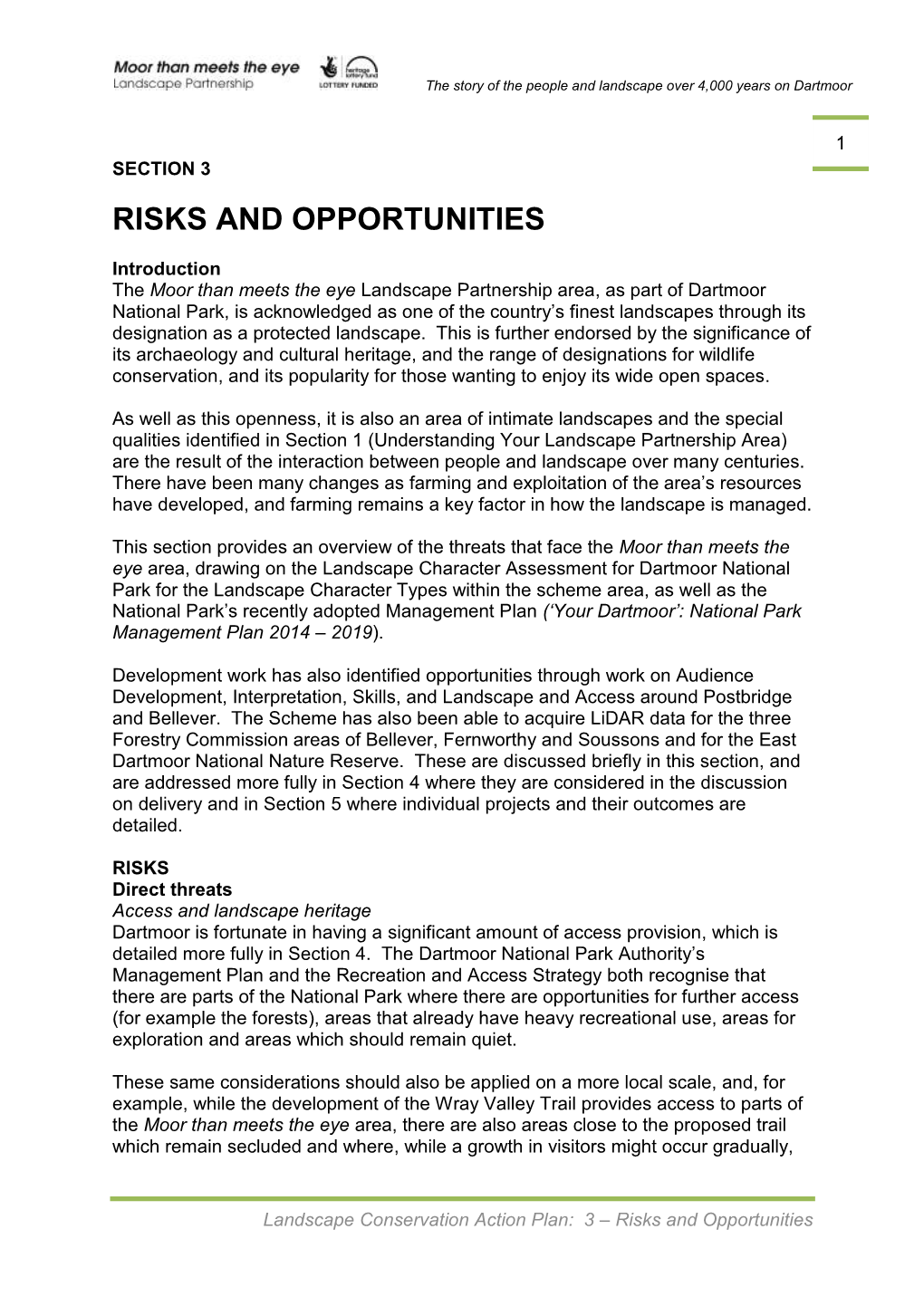 Section 3 – Risks and Opportunities