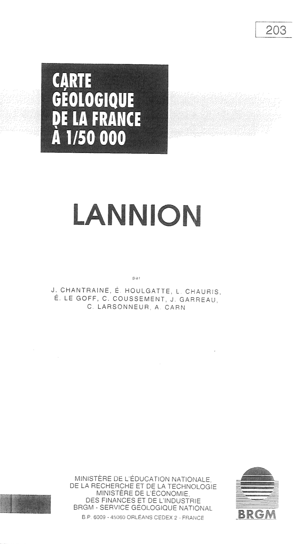 Notice Explicative De La Feuille Lannion À 1/50 000