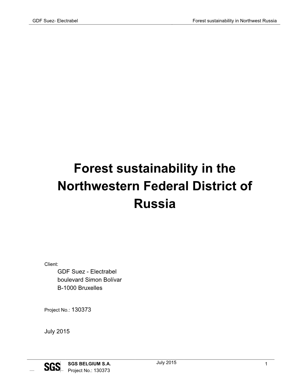 SGS Forest Sustainability in NW Russia