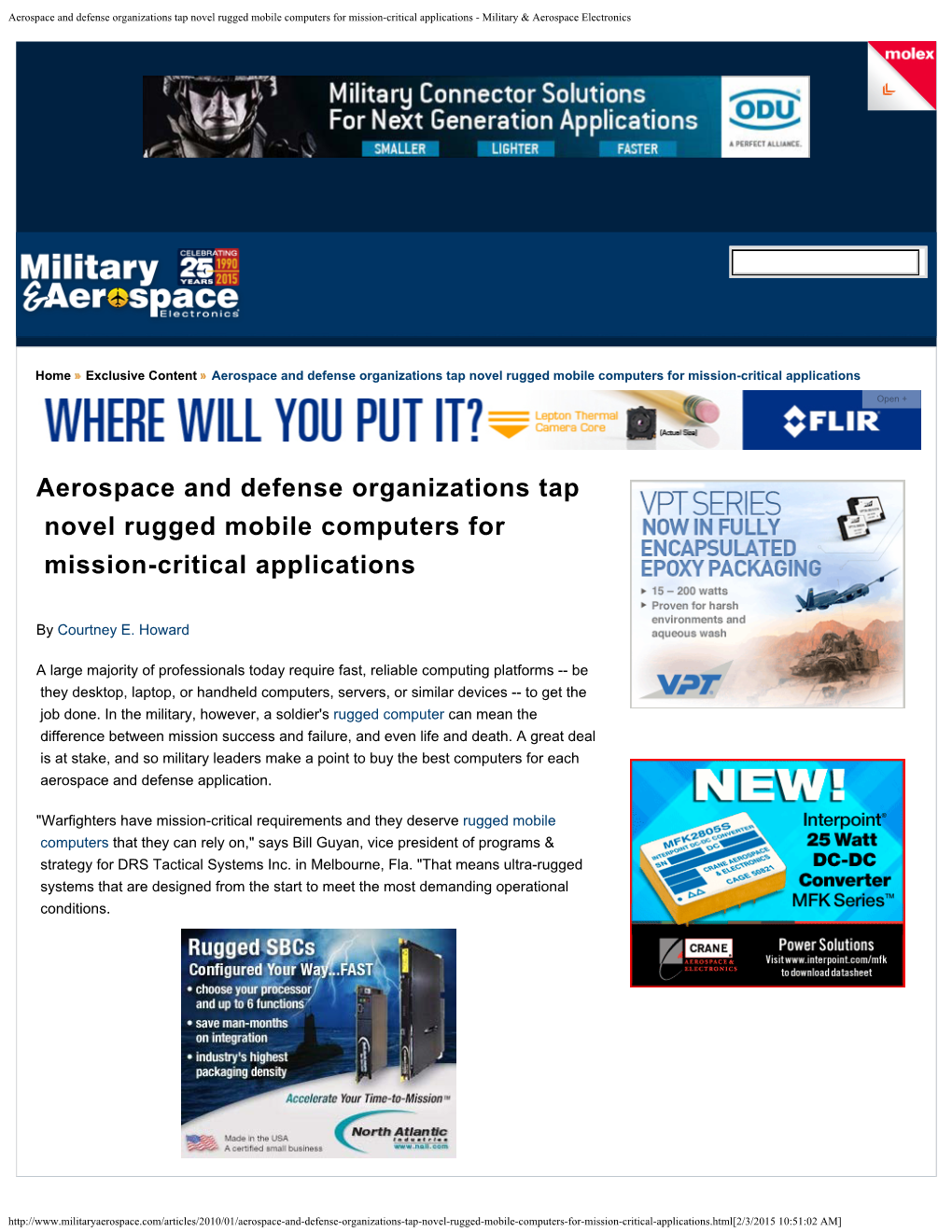 Aerospace and Defense Organizations Tap Novel Rugged Mobile Computers for Mission-Critical Applications - Military & Aerospace Electronics