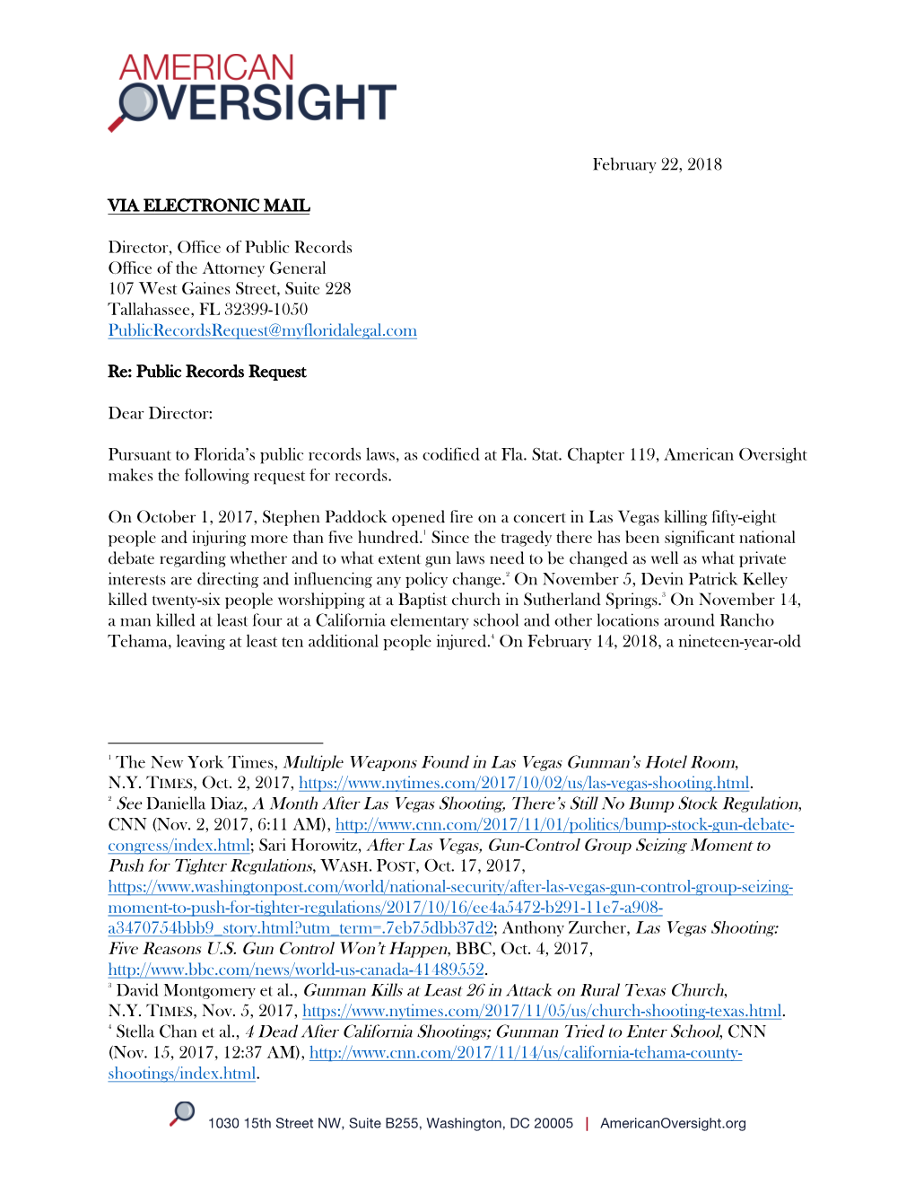 February 22, 2018 Director, Office of Public Records Office of The