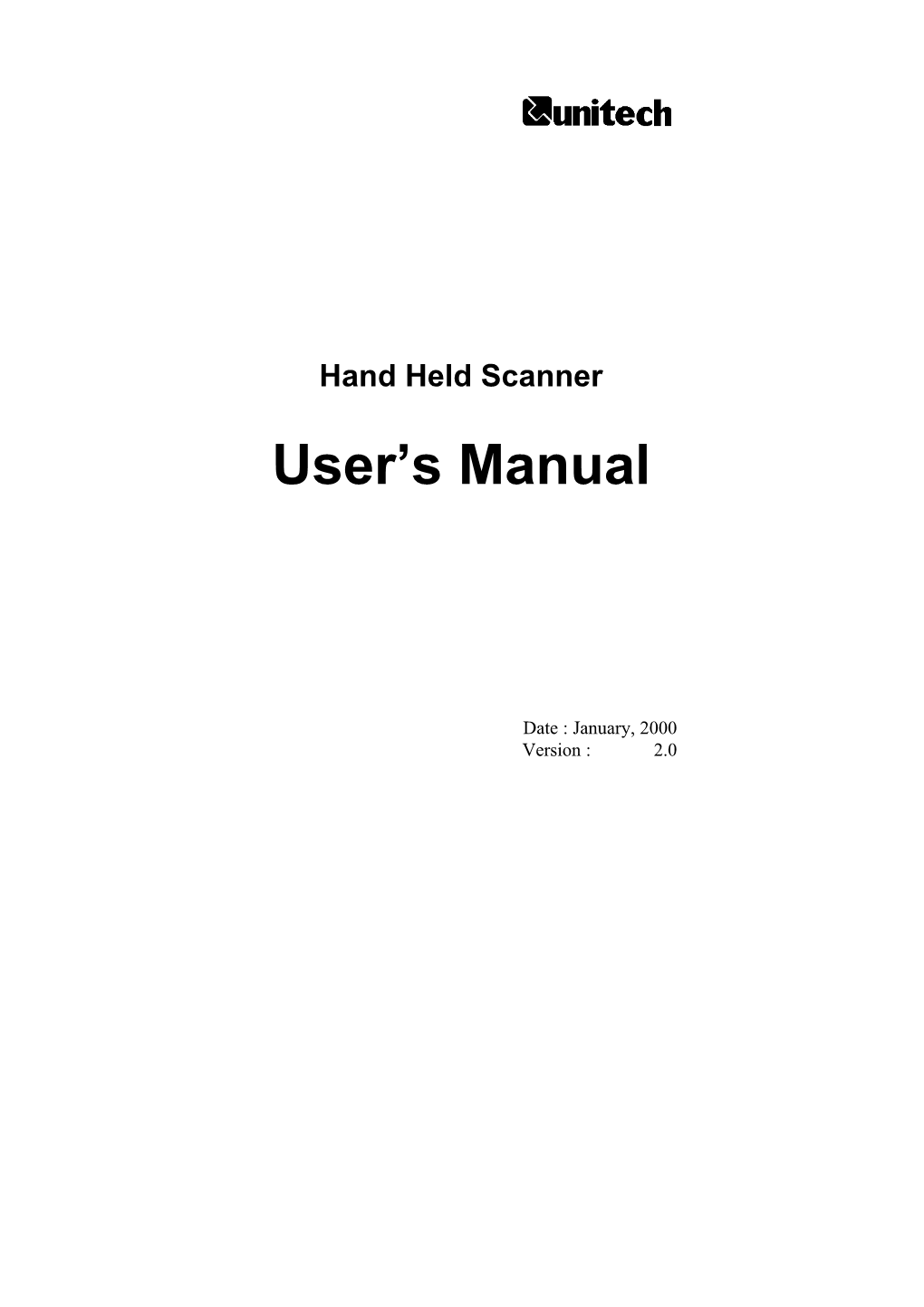 Hand Held Scanner User’S Manual