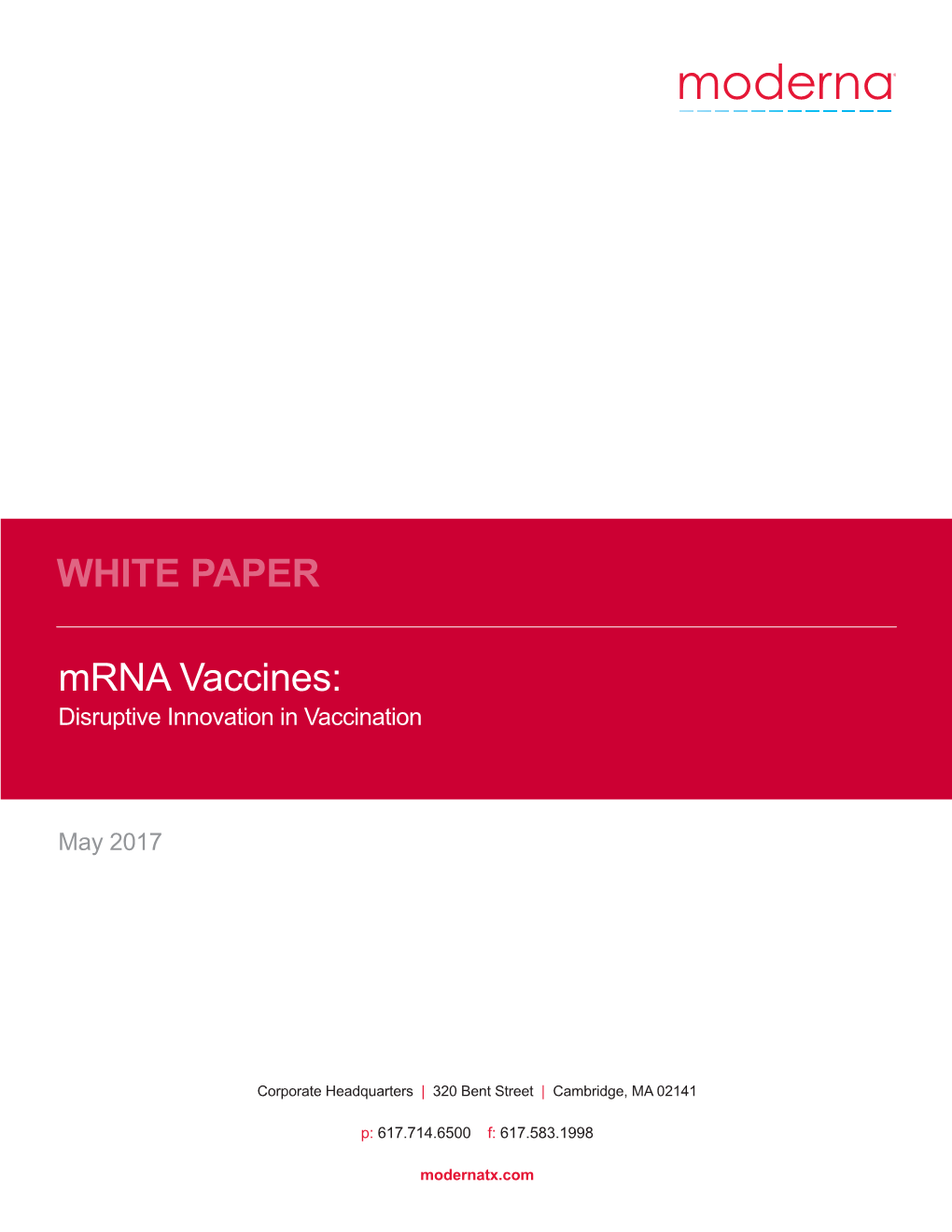 Mrna Vaccines: WHITE PAPER