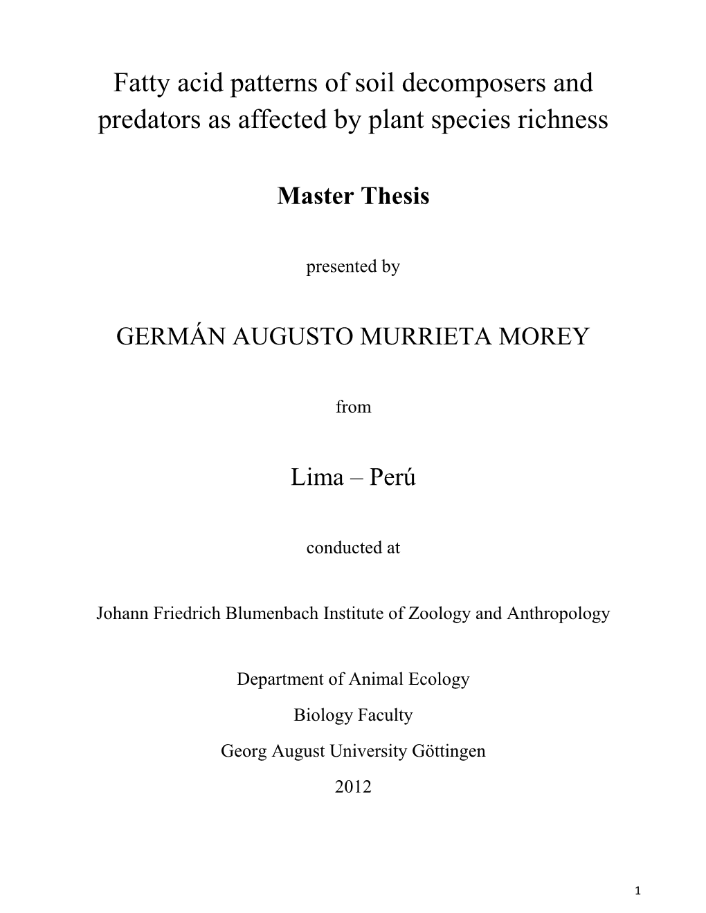 Fatty Acid Patterns of Soil Decomposers and Predators