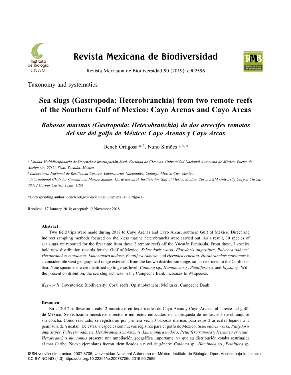 Sea Slugs (Gastropoda: Heterobranchia) from Two Remote Reefs of the Southern Gulf of Mexico: Cayo Arenas and Cayo Arcas