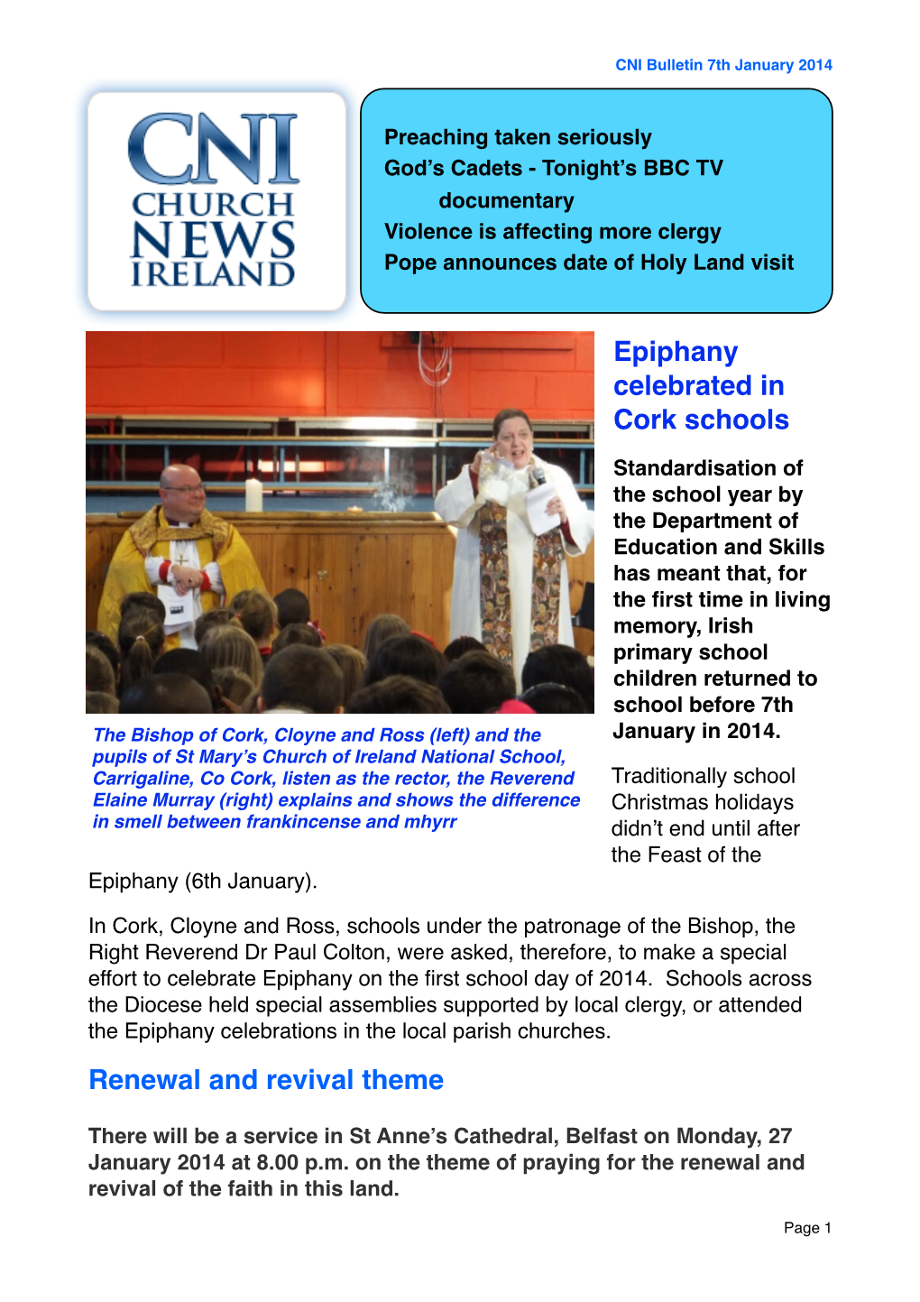 CNI Bulletin 7Th January 2014