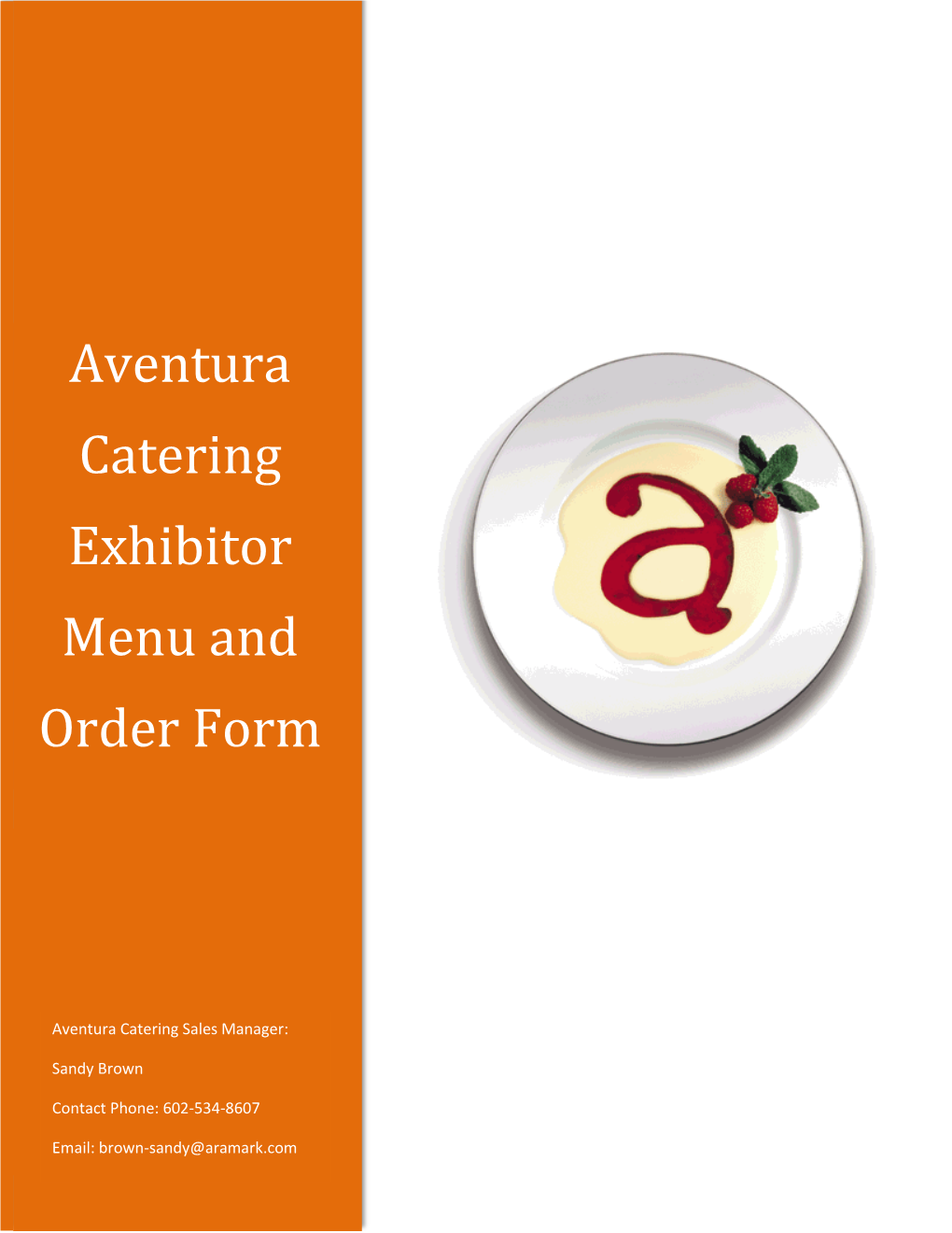Aventura Catering Exhibitor Menu and Order Form