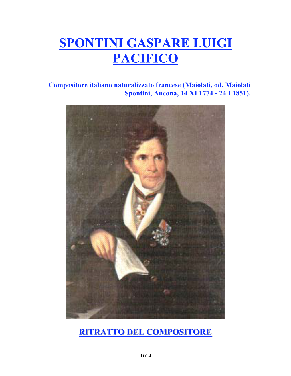 Spontini Gaspare Luigi Pacifico