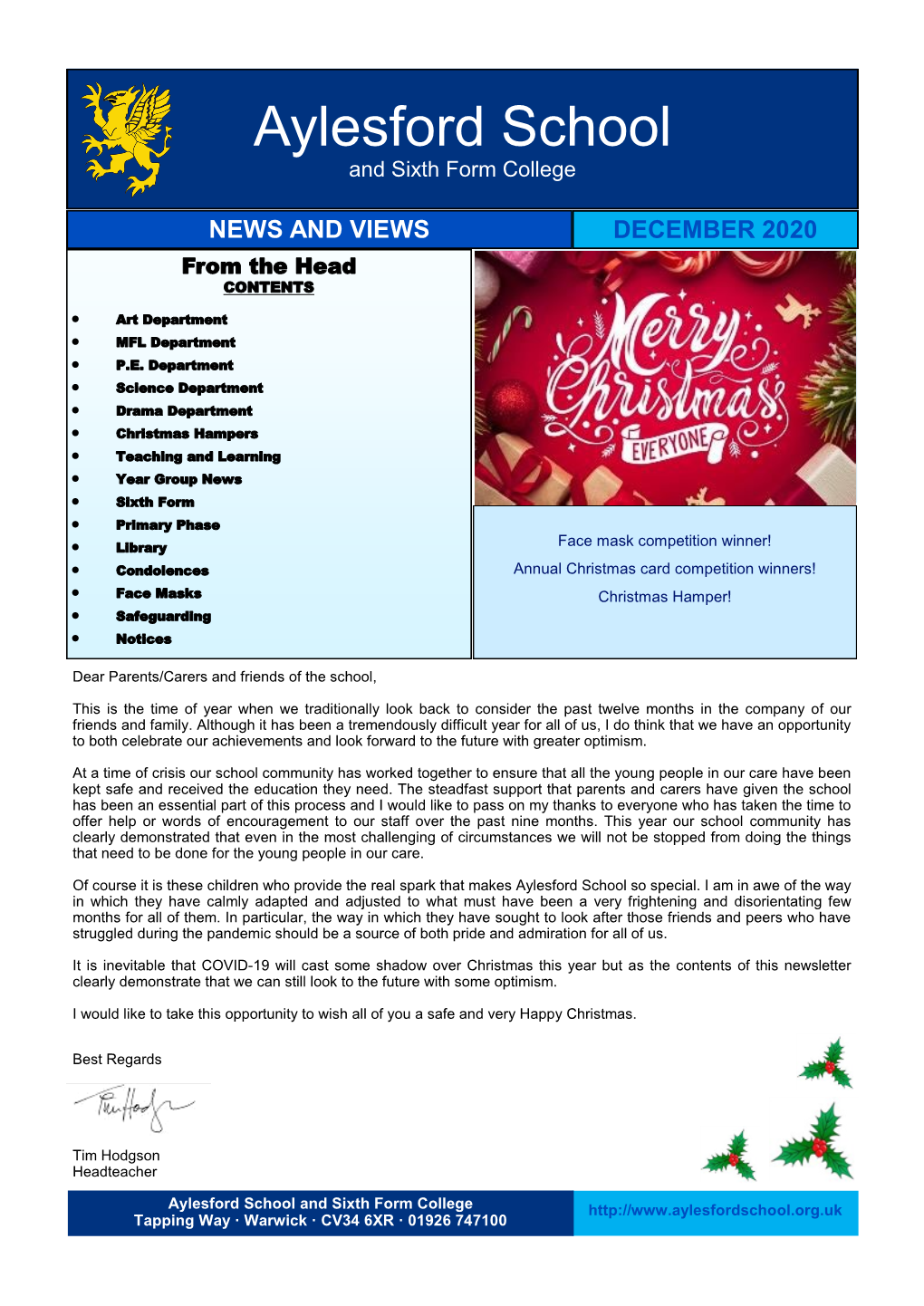 December 2020 Newsletter PDF File