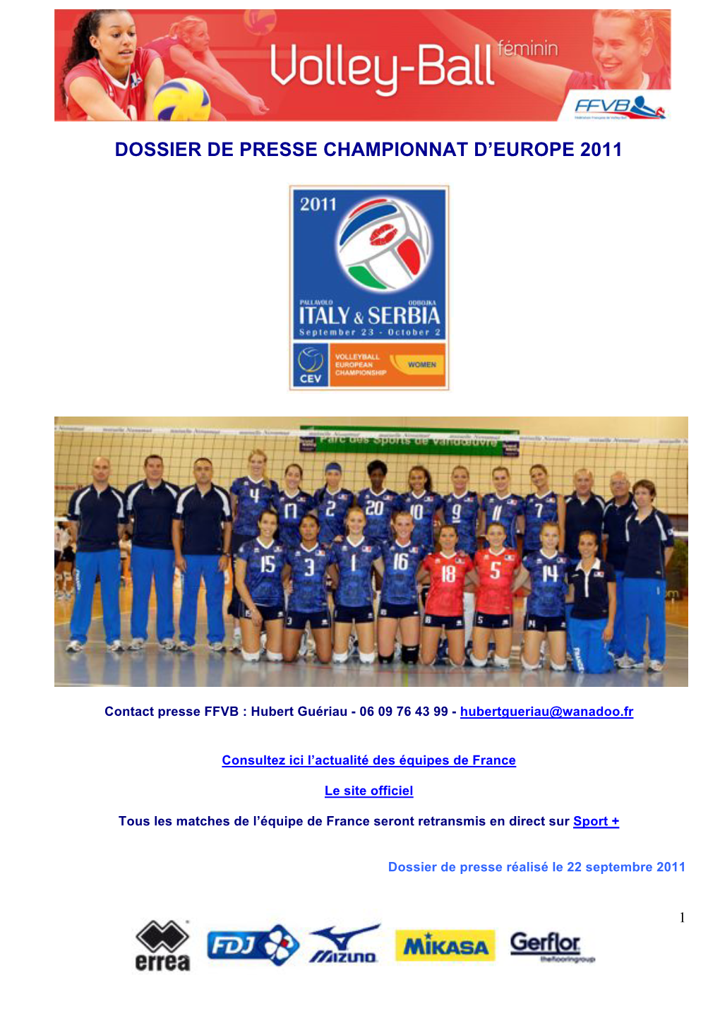 Dossier De Presse Championnat D'europe 2011