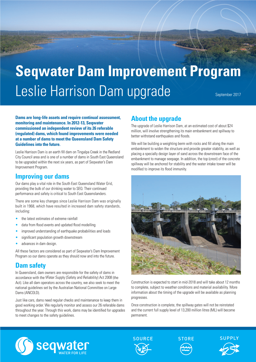 Leslie Harrison Dam Upgrade Seqwater Dam Improvement Program