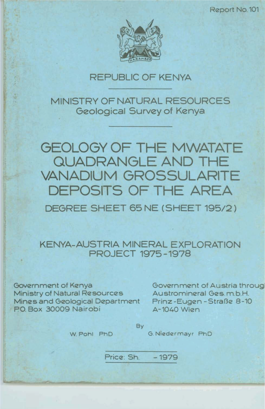 Geology of the Mwatate Quadrangle and the Vanadium Grossularite