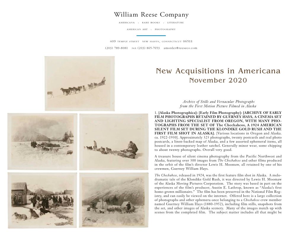 New Acquisitions in Americana November 2020