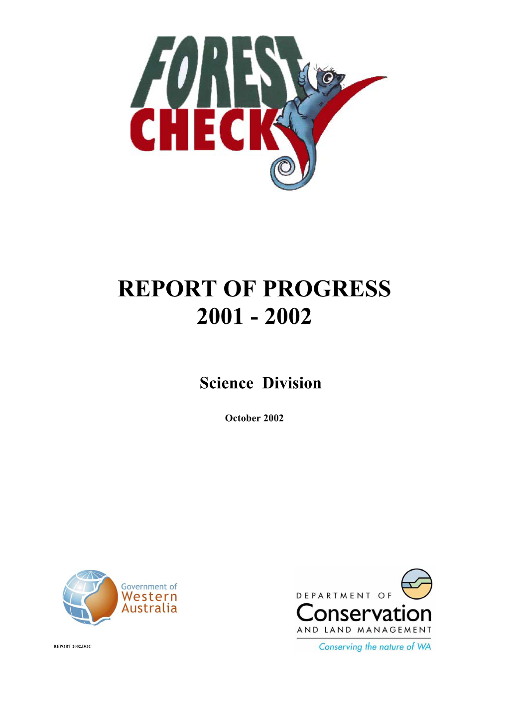 Report of Progress 2001 - 2002