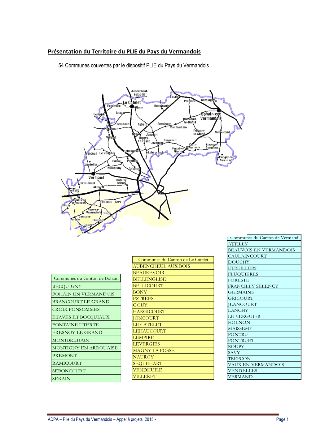 Présentation Du Territoire Du PLIE Du Pays Du Vermandois