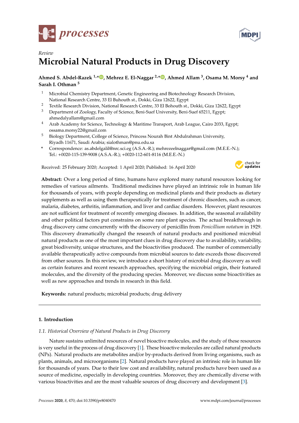 Microbial Natural Products in Drug Discovery