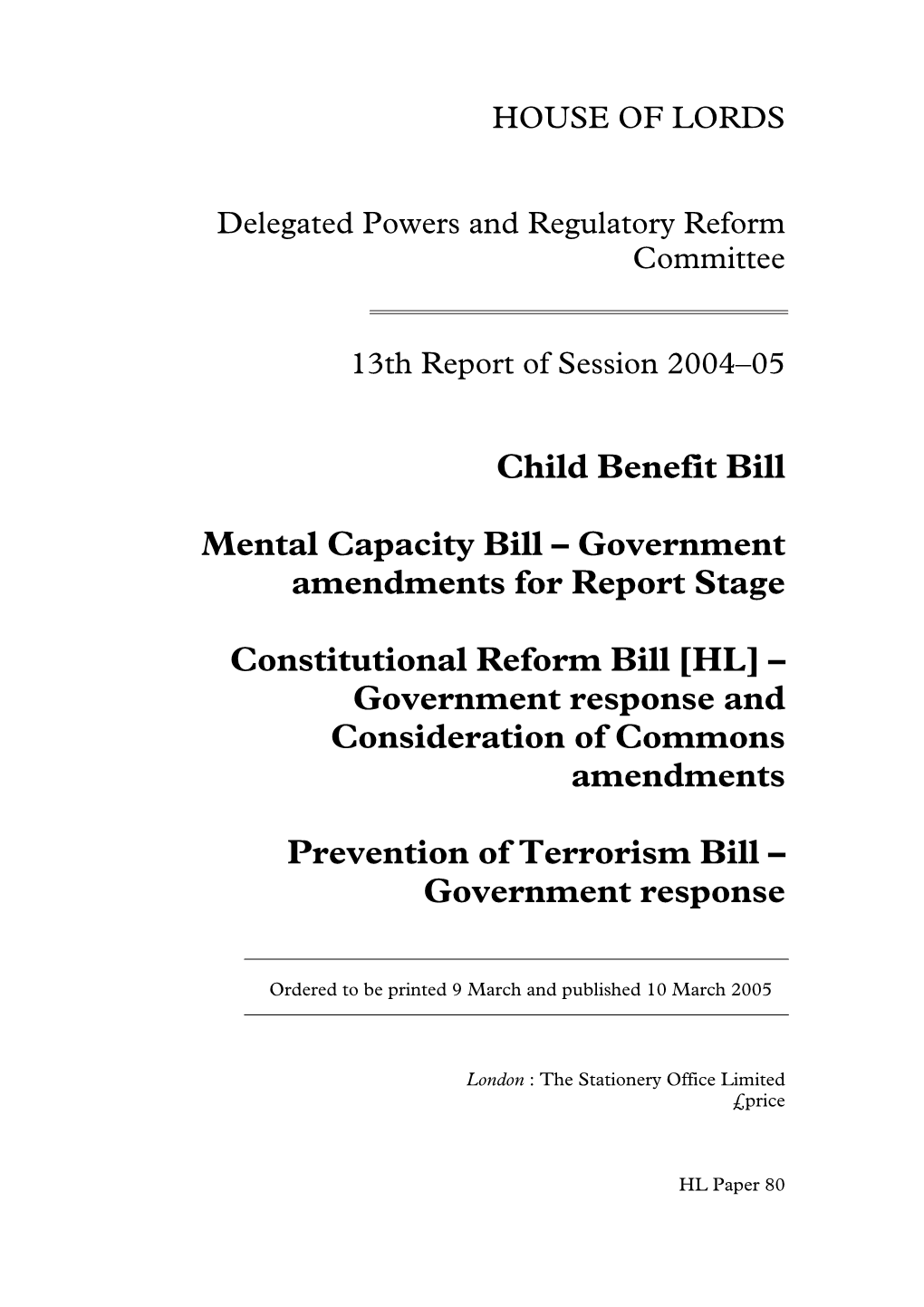 Government Amendments for Report Stage Constitutional Reform Bill