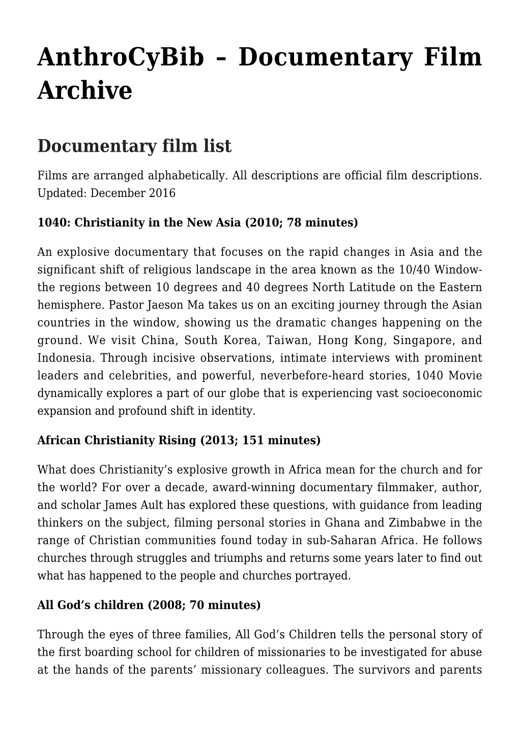 Documentary Film Archive