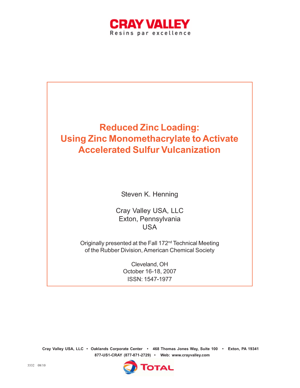 Reduced Zinc Loading: Using Zinc Monomethacrylate to Activate Accelerated Sulfur Vulcanization