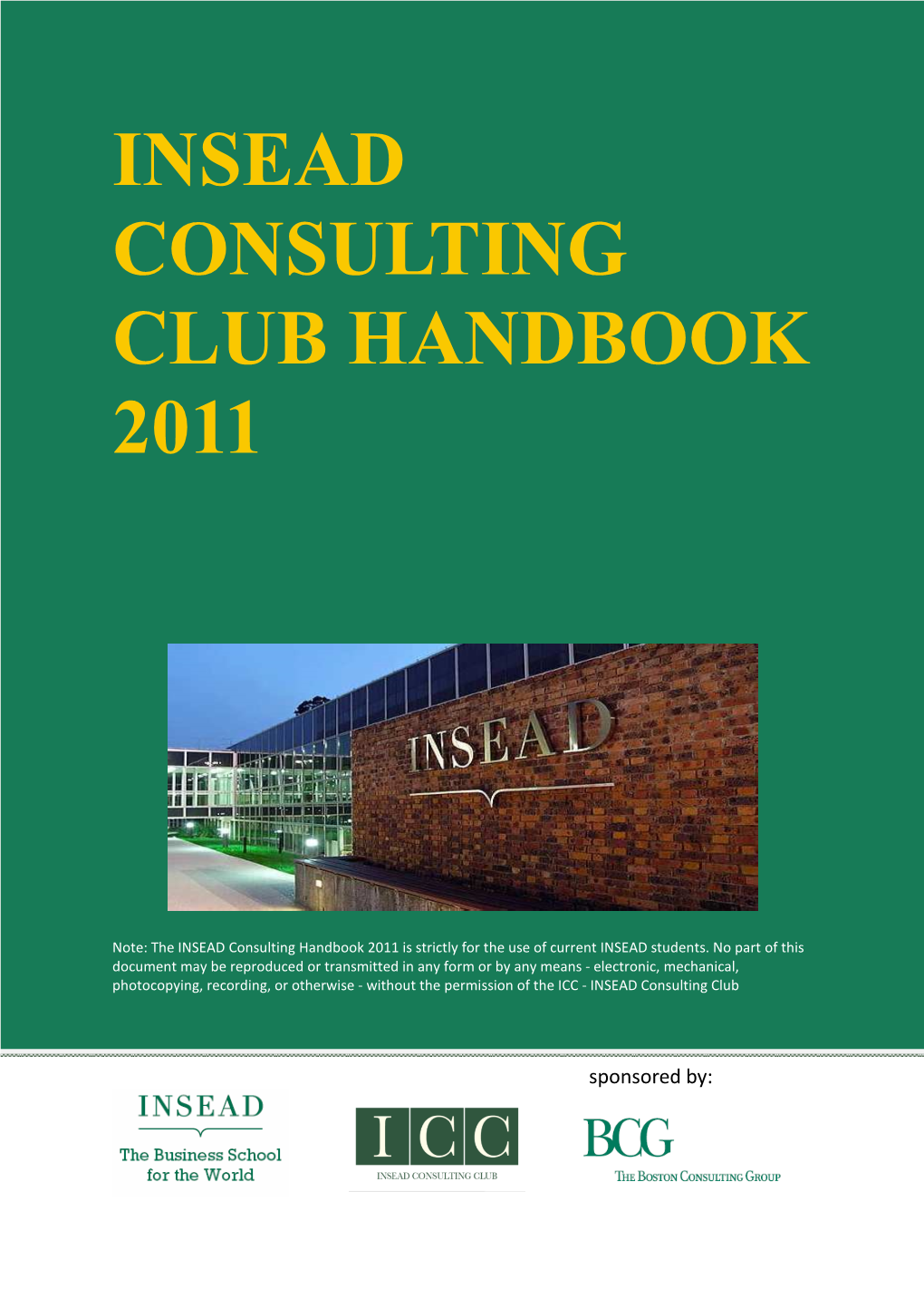 Insead Consulting Club Handbook 2011