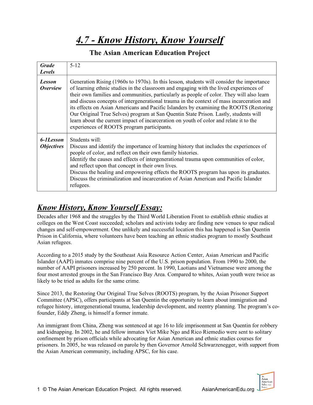 4.7 - Know History, Know Yourself the Asian American Education Project