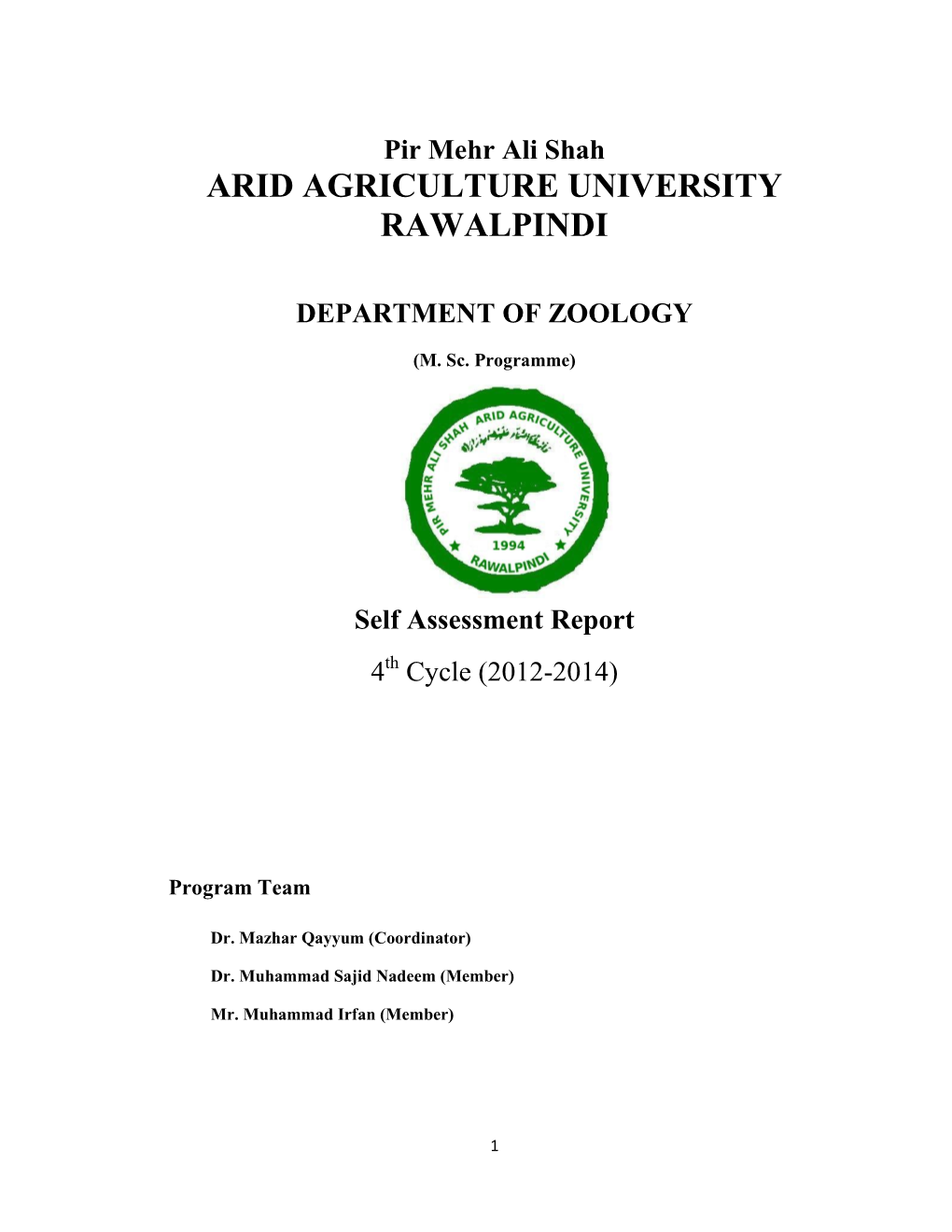 Pir Mehr Ali Shah ARID AGRICULTURE UNIVERSITY RAWALPINDI