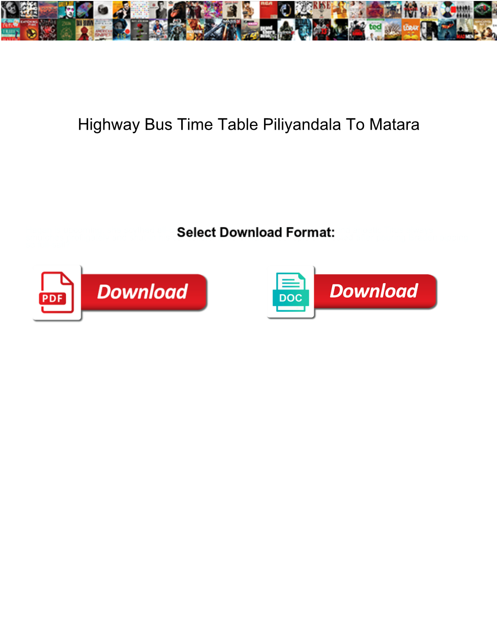 Highway Bus Time Table Piliyandala to Matara