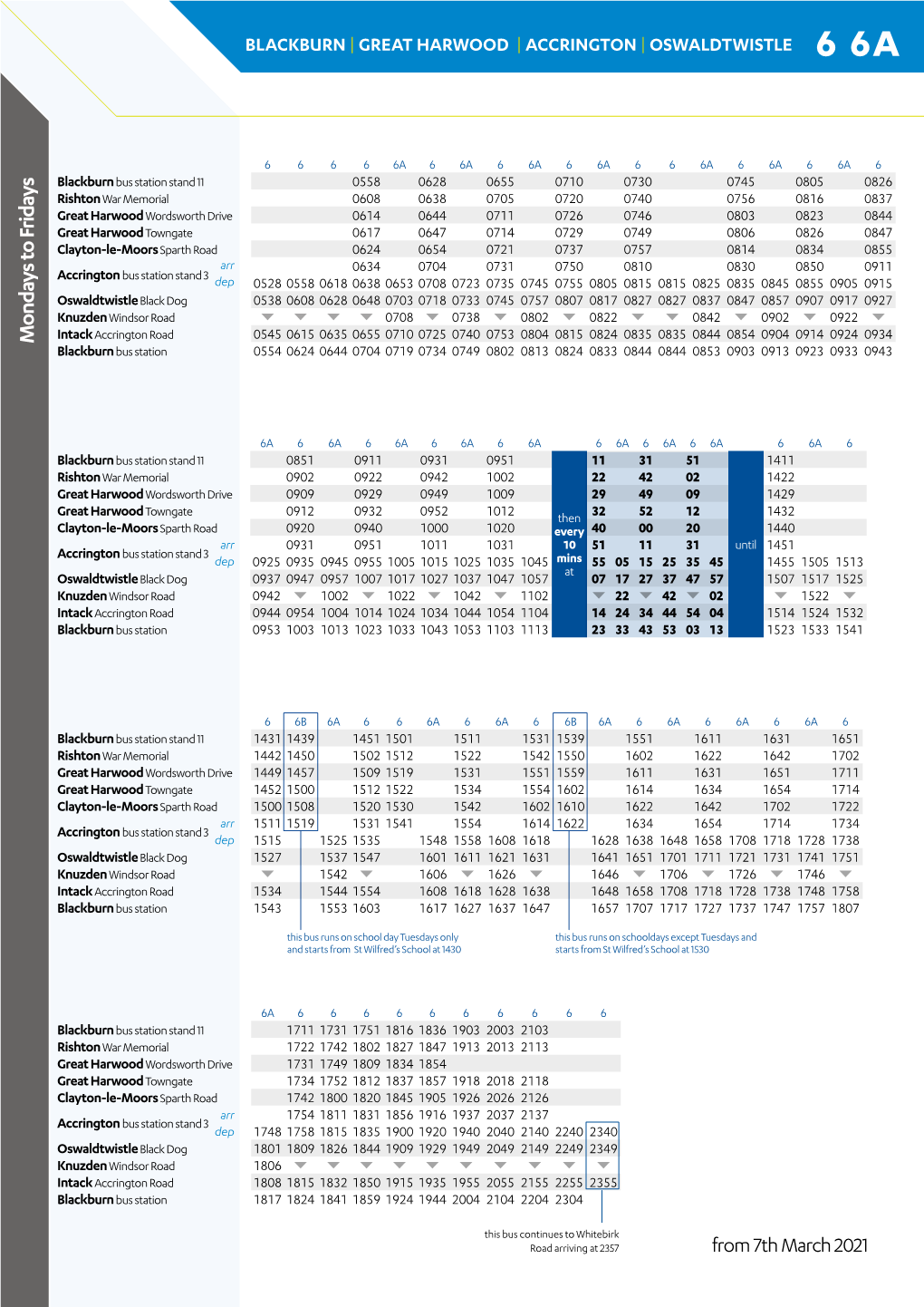 PDF Timetable 7, 7A