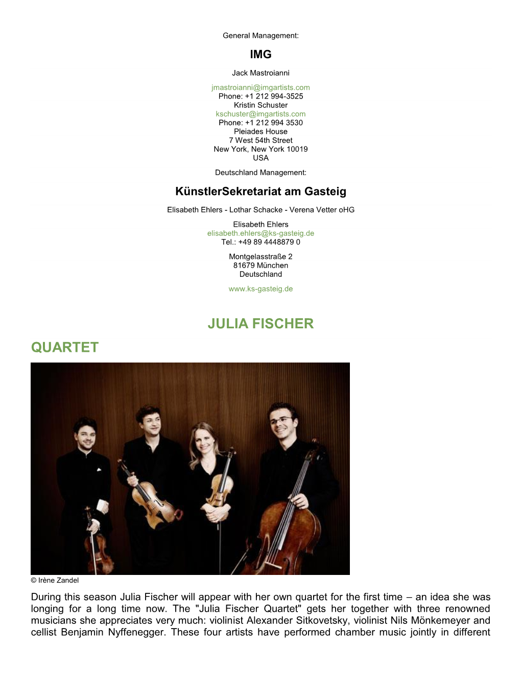 Julia Fischer Quartet