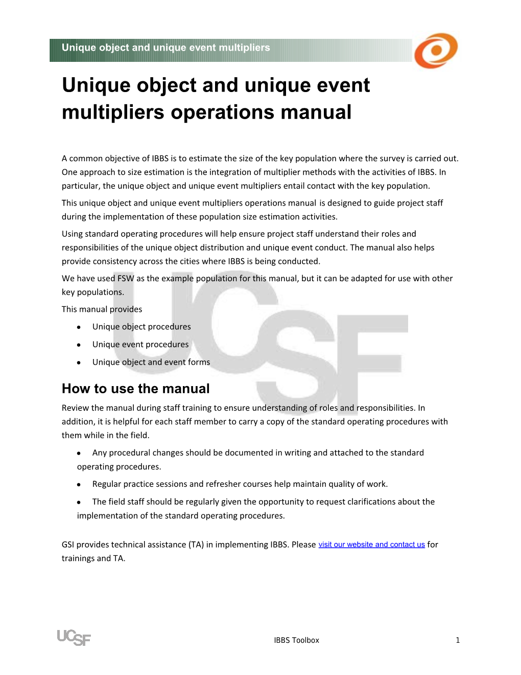 Unique Object and Unique Event Multipliers Operations Manual